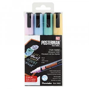 Filzstift ZIG Posterman Wet-Wipe 6mm 4 Stück Pastell Filzstift ZIG Posterman Wet-Wipe 6mm 4 Stück Pastell