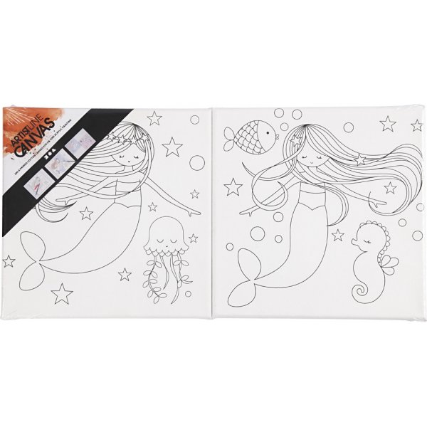 Leinwand mit Druck - Weiß - Meerjungfrau - 2 Stk Leinwand mit Druck - Weiß - Meerjungfrau - 2 Stk