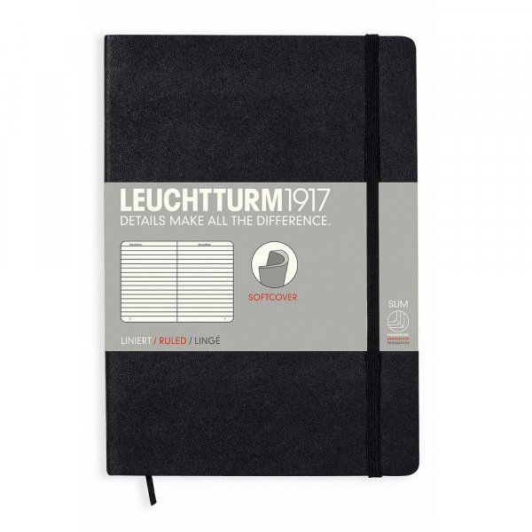 Notizbuch A5, weich liniert - Schwarz