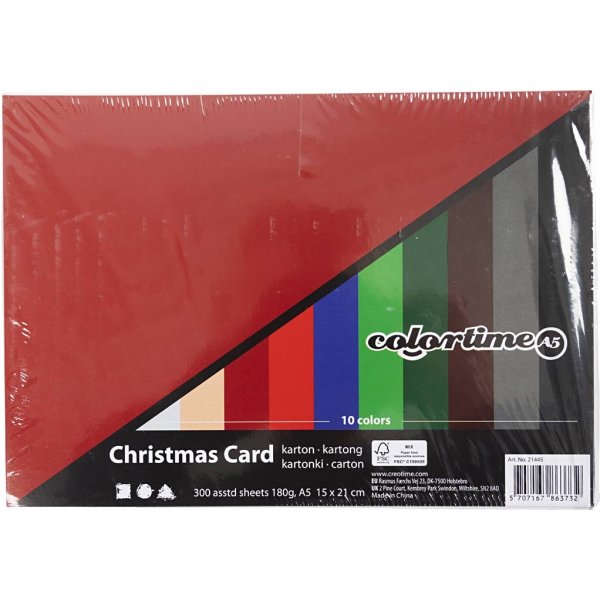 Weihnachtskarton - gemischte Farben - A5 - 300 Blatt Weihnachtskarton - gemischte Farben - A5 - 300 Blatt