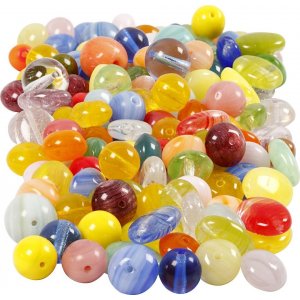 Glasperlen - gemischte Farben - oval - rund/flach - 350 g Glasperlen - gemischte Farben - oval - rund/flach - 350 g