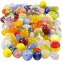 Glasperlen - gemischte Farben - oval - rund/flach - 350 g