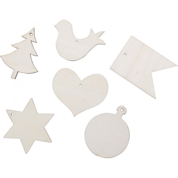 Holzfiguren - Weihnachtsmotiv - 24 Stk