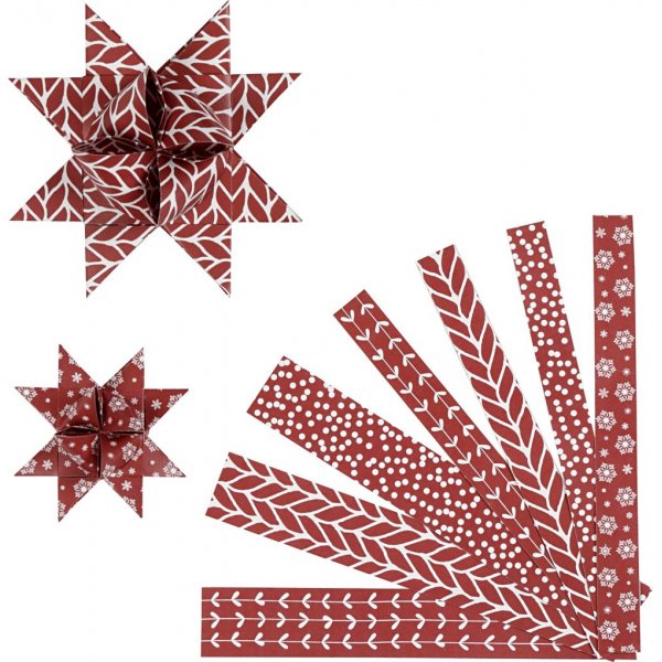 Sternstreifen - rot - wei - 6,5+11,5 cm - 60 Streifen