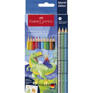 Farbstiftset - Faber-Castell - Redline CP Color Grip - Dinosaurie 10+3 Farbstiftset - Faber-Castell - Redline CP Color Grip - Dinosaurie 10+3