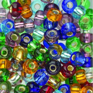 Rocailleperlen Mix 6 mm - gemischte Farben - transparent, silber Rocailleperlen Mix 6 mm - gemischte Farben - transparent, silber