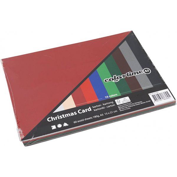 Weihnachtskarton - gemischte Farben - A5 - 60 Blatt