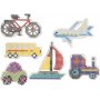 Perlmuttteller - Auto - Flugzeug - Boot - Traktor - Bus und Fahrrad - 6 Stk
