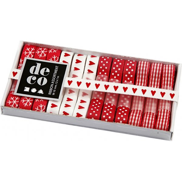 Dekoband - Rot-Wei-Harmonie - 12 x 1 m