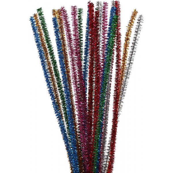 Pfeifenreiniger - 6 mm krftige Farben - Glitzer - 24 Stk