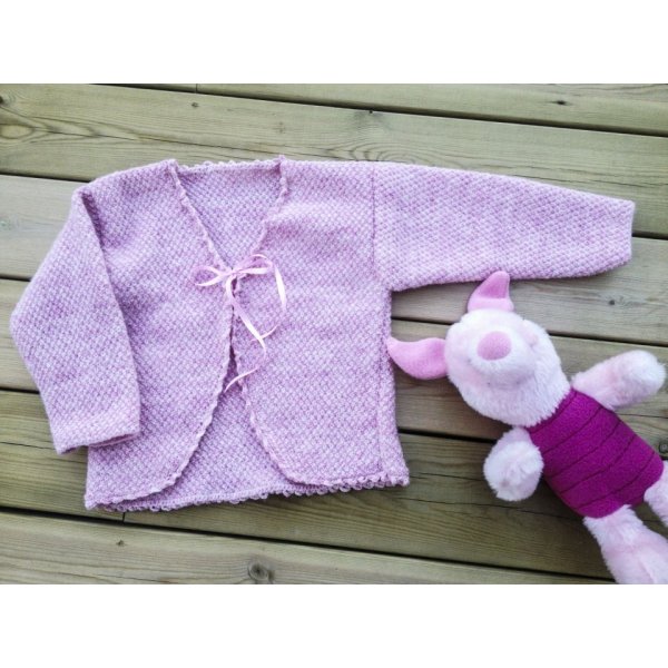 Strickanleitung - Kinder-Cardigan aus Doppelmoosstrick mit Hkelborte