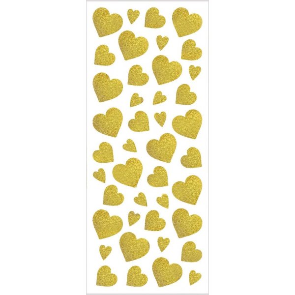 Glitzeraufkleber - Gold - Herzen - 2 Bgen