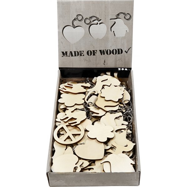 Schlsselanhnger mit Holzschild - 128 Stk