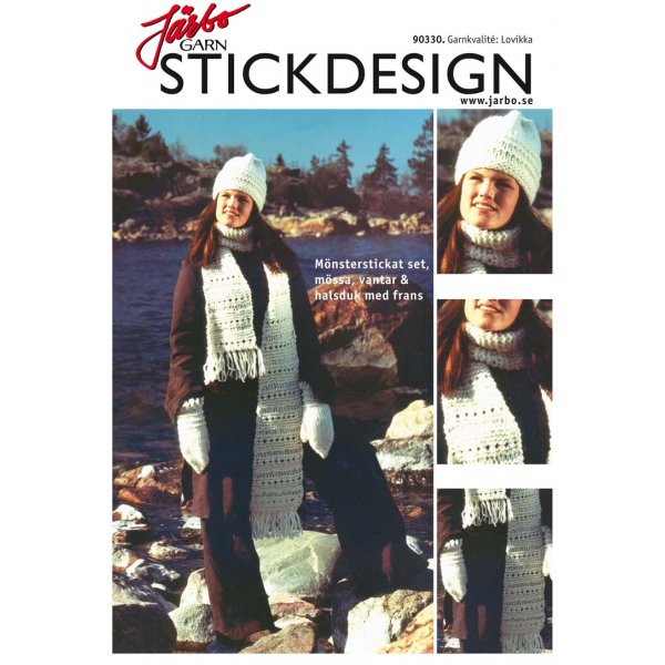 Strickmuster - Muster gestricktes Set, Mtze, Fustlinge und Schal mit Fransen