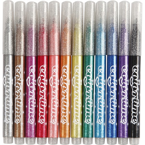 Colortime Glitzermarker - gemischte Farben - 2 mm - 12 Stk