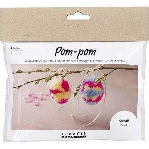 Mini DIY Kit Pompom, bunt, Ei Mini DIY Kit Pompom, bunt, Ei