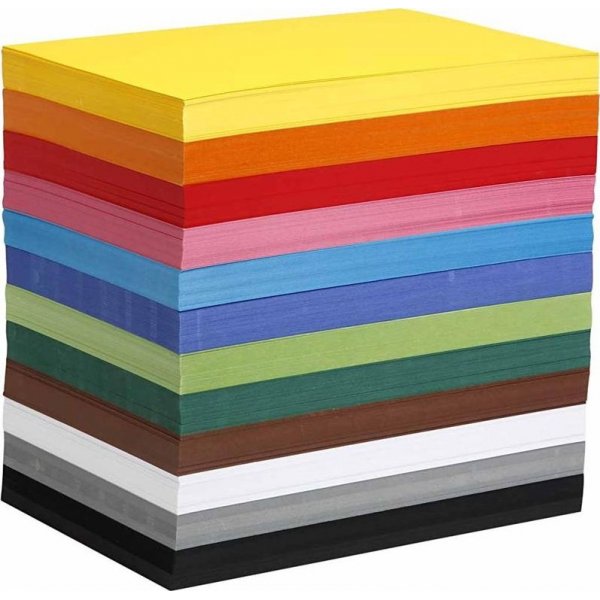 Kreativkarton - gemischte Farben - A4 - 1200 Stk