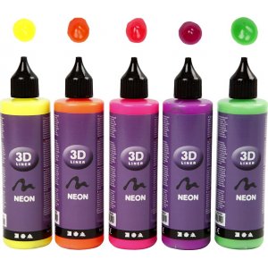 3D-Liner - Neonfarben - 5 x 100 ml 3D-Liner - Neonfarben - 5 x 100 ml
