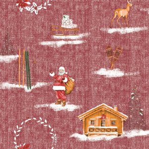 Wachstuch PVC Weihnachtsmann - Rot Wachstuch PVC Weihnachtsmann - Rot