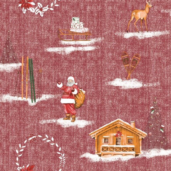 Wachstuch PVC Weihnachtsmann - Rot