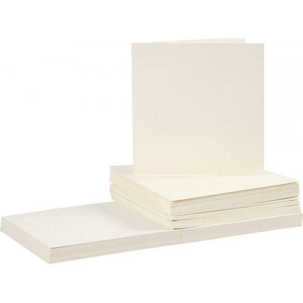 Karten und Umschlge - gebrochenes Wei, 16 x 16 cm - 50 Sets