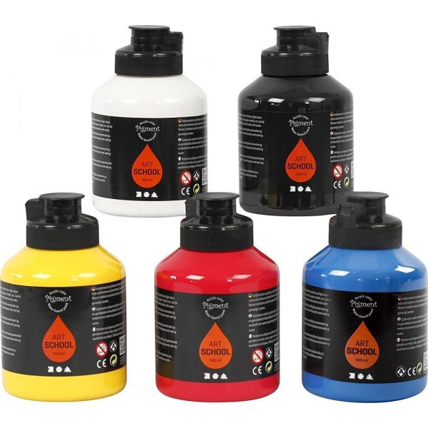 Pigment Art School - Primrfarben - seidenmatt - 5 x 500 ml