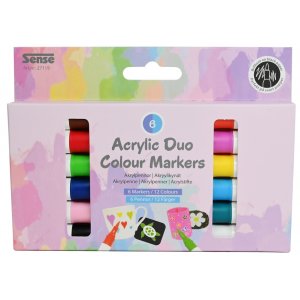 Acrylstifte, zweifarbig, 6 Stück - wasserbasiert Acrylstifte, zweifarbig, 6 Stück - wasserbasiert
