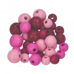 Holzperlen 8,10,12 mm - rosa Mischung, 25 g Größenmischung Holzperlen 8,10,12 mm - rosa Mischung, 25 g Größenmischung