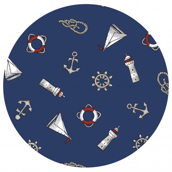 Plane PVC Rund Maritim - Blau