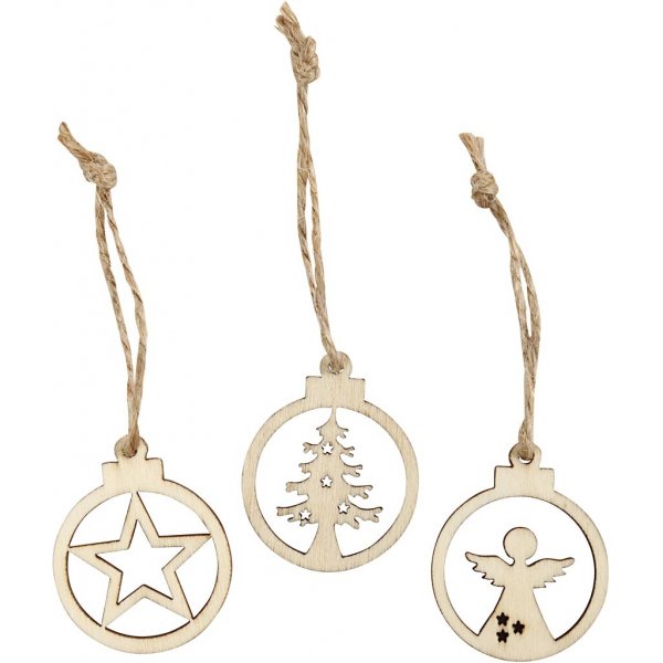Holzornamente - Weihnachtsthema - 24 Stk