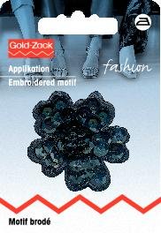 Stoffmarke Paillettenblume schwarz Stoffmarke Paillettenblume schwarz