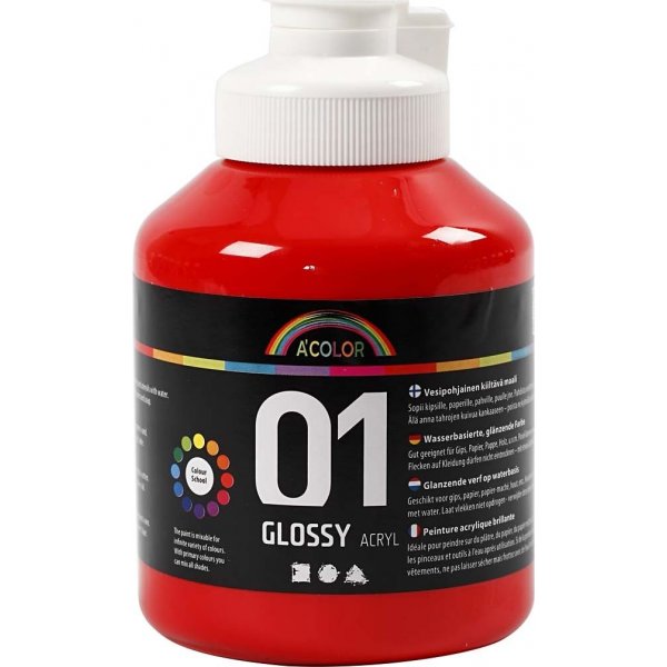 Schulfarbe - Acryl - rot - glnzend - 500 ml