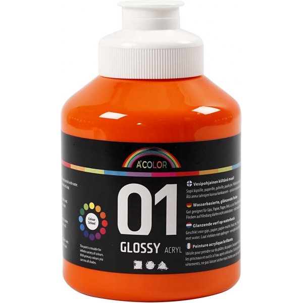 Schulfarbe - Acryl - Orange - glnzend - 500 ml