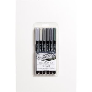 Aquarellstifte Aqua Brush Duo 6er-Pack - Grautöne Aquarellstifte Aqua Brush Duo 6er-Pack - Grautöne