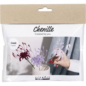 Mini-Bastelset mit Pfeifenreinigern - Spinnenlilie, zartrosa, helllila und dunkelrot