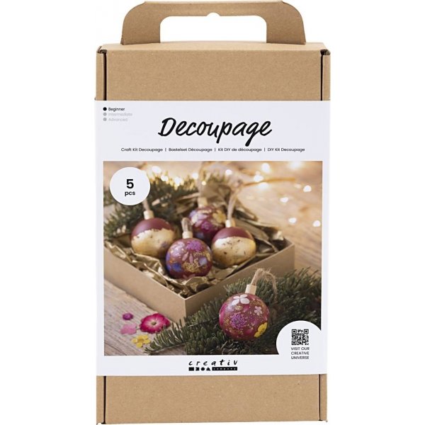 DIY Kit Decoupage - Weihnachtsrot - Trockenblumen