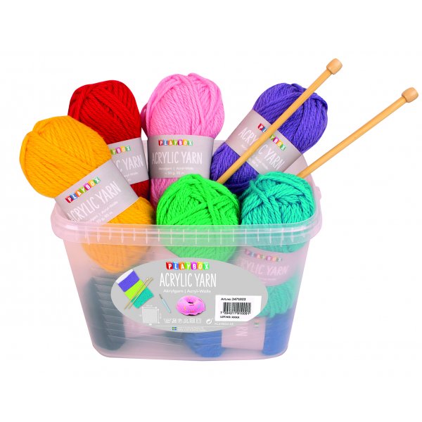 Garnbox - 12 Str�nge in verschiedenen Farben (plus ein paar Stricknadeln)