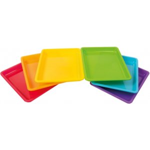 Kunststofftablett 28 x 22 x 3 cm, 6 Farben, 12 Stk Kunststofftablett 28 x 22 x 3 cm, 6 Farben, 12 Stk