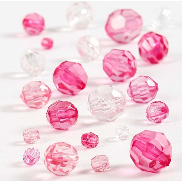 Harmony facettierte Kunststoffperlen - gemischt - rosa - 45 g