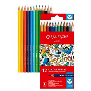 Schulset Caran d'Ache Wasserlösliche Buntstifte - 12 Farben Schulset Caran d'Ache Wasserlösliche Buntstifte - 12 Farben