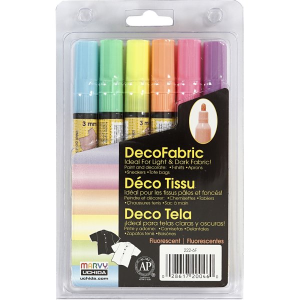 Deko-Textilstifte - 3 mm - Neonfarben - 6 Stk