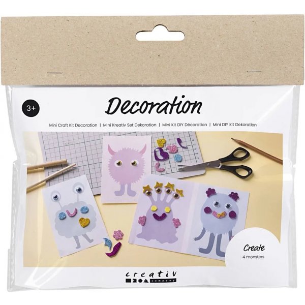 Mini DIY Kit Dekoration, Pastellfarben, Monster Collage