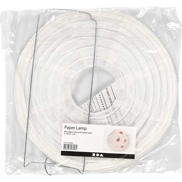 Papierlampe - wei - Rund - 20 cm