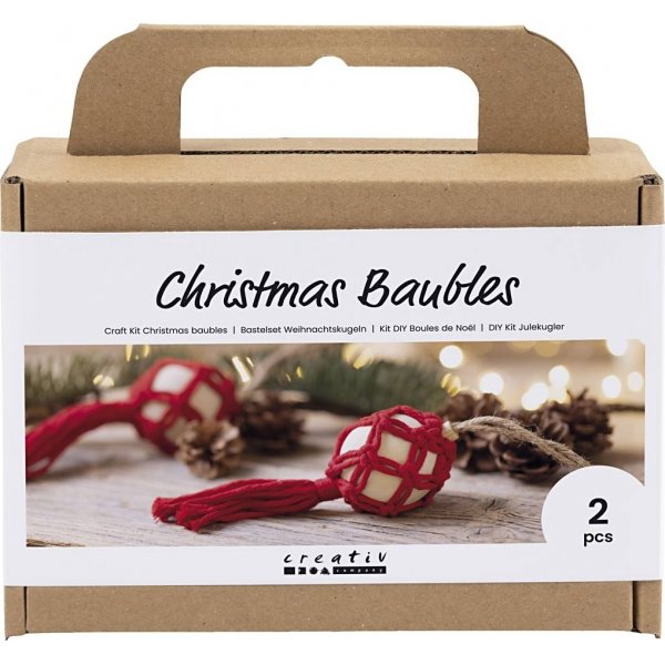 DIY Kit Christbaumkugeln - Weihnachten rot - Makramee