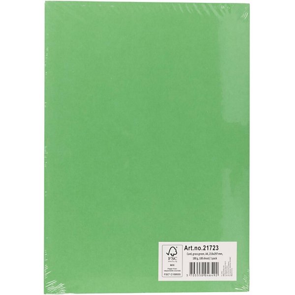 Farbiger Karton - grasgrn - A4 - 180 g - 100 Blatt