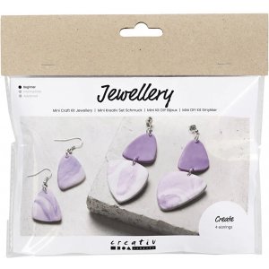 Mini DIY Kit Schmuck, helllila, marmorierte Ohrringe Mini DIY Kit Schmuck, helllila, marmorierte Ohrringe