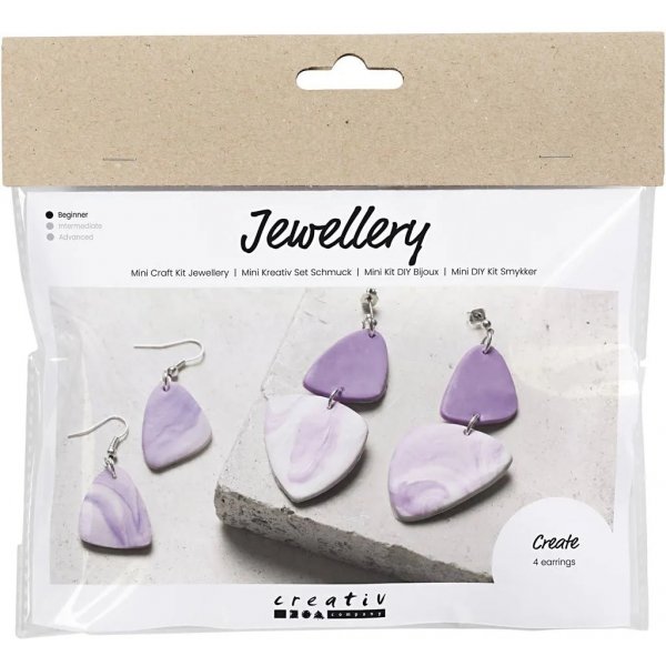 Mini DIY Kit Schmuck, helllila, marmorierte Ohrringe