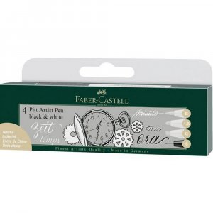 Zeichenstiftset Faber-Castell PITT 4 Stifte - Schwarz & Weiß Zeichenstiftset Faber-Castell PITT 4 Stifte - Schwarz & Weiß