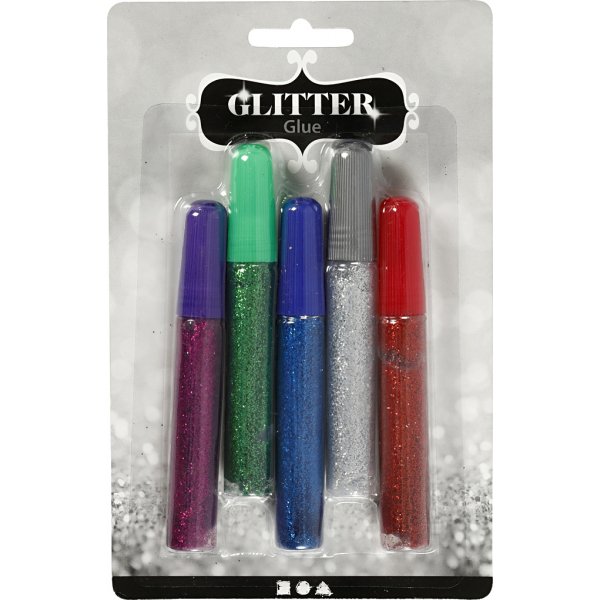 Glitzerkleber - gemischte Farben - 5 x 10 ml