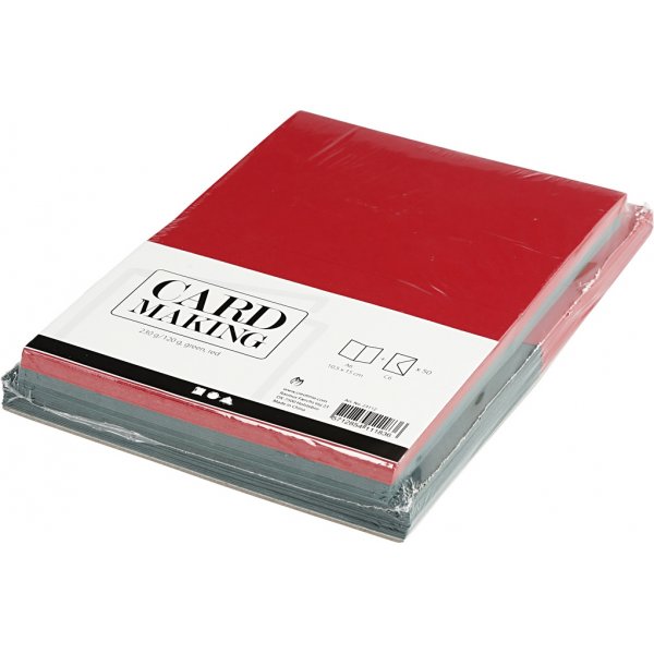 Karten und Umschlge - Grn und Rot - 11,5 x 16,5 cm - 50 Sets